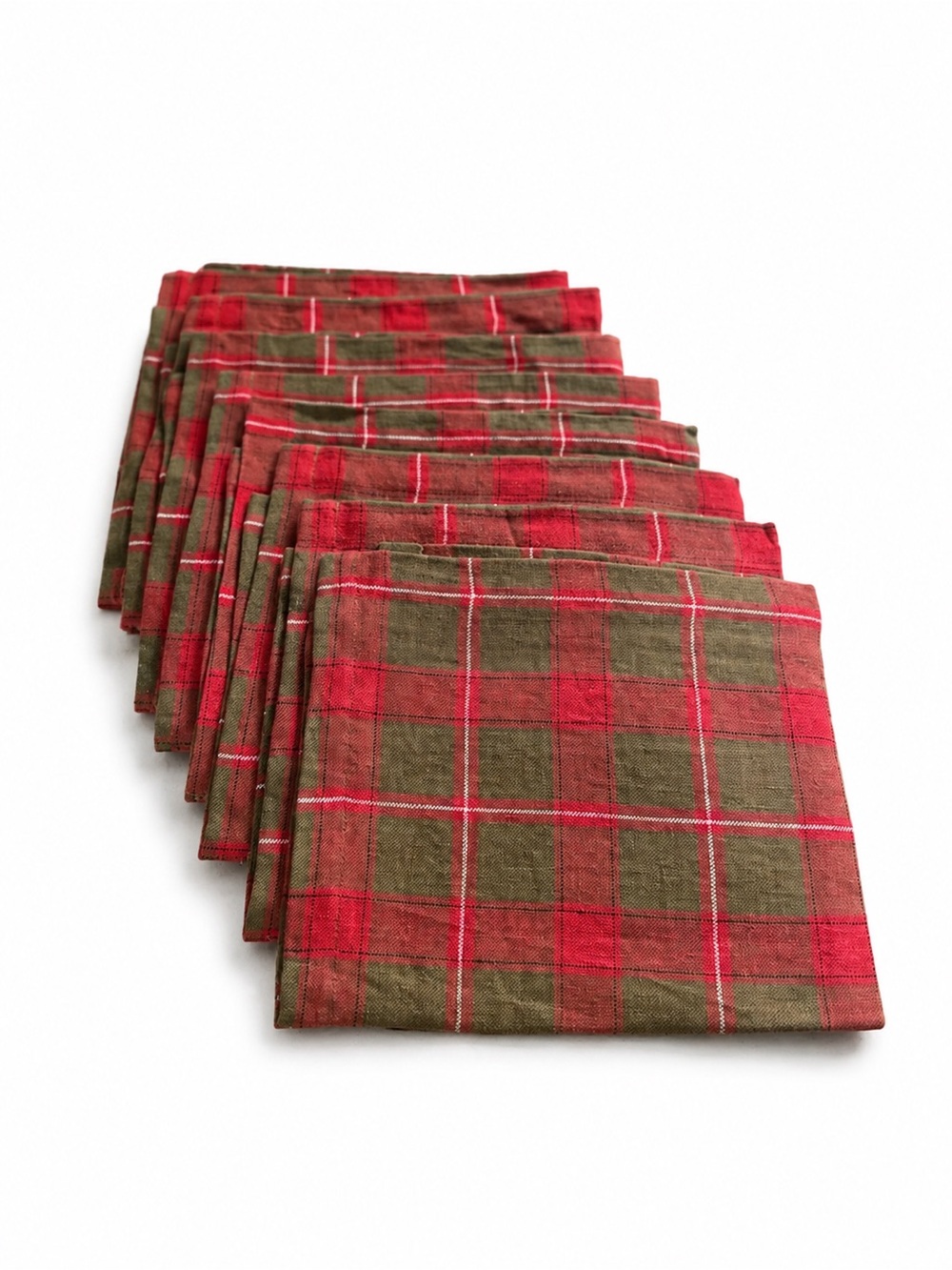 Libeco St. Giles Tartan Plaid Linen Napkins Set of 8 NWOT Belgian